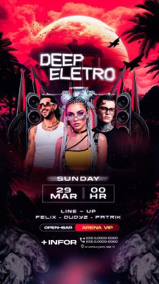 Flyer Story Próximos Shows Deep Eletro Sunday 29 Mar PSD Editável