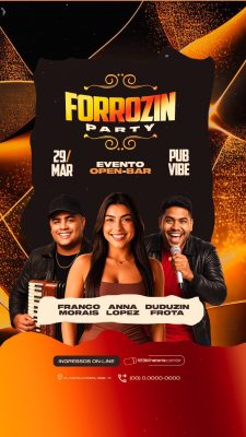 Flyer Story Próximos Shows Forrozin Party 29 de Março Evento Open-Bar Pub Vibe PSD Editável