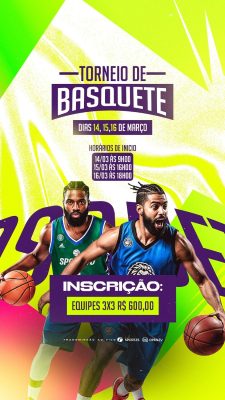 Story Torneio de Basquete Inscrição PSD Editável