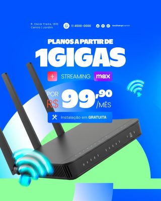 Provedor Planos Internet 1 Giga e Streaming Max Instalação Grátis PSD Editável