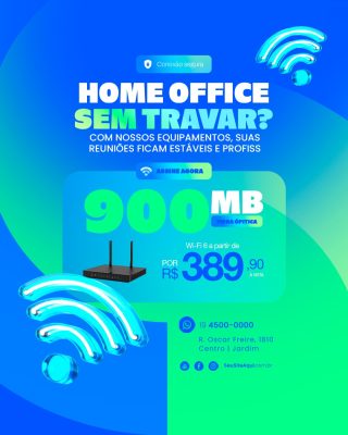 Provedor Home Office Sem Travar Fibra Óptica PSD Editável
