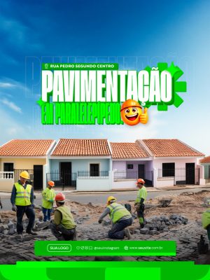 Pavimentação em Paralelepípedo na Rua Pedro Segundo Arte Digital PSD Editável