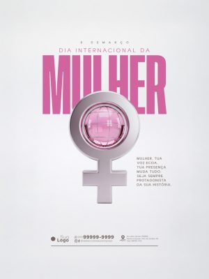 Dia Internacional da Mulher 8 de Março Mensagem Motivacional PSD Editável