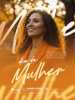 Dia da Mulher Mensagem Inspiradora para Celebrar PSD Editável