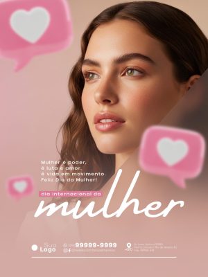 Mulher é Poder Luta e Amor Dia Internacional da Mulher PSD Editável
