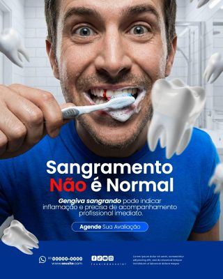 Odontologia Sangramento Não é Normal Banner de Conscientização PSD Editável
