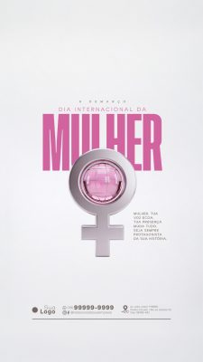 Dia Internacional da Mulher 8 de Março Cor Rosa Stories PSD Editável