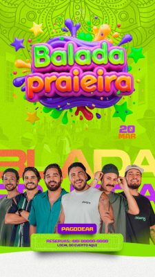 Balada Praieira Evento Festivo Verão Modelo Instagram Stories PSD Editável
