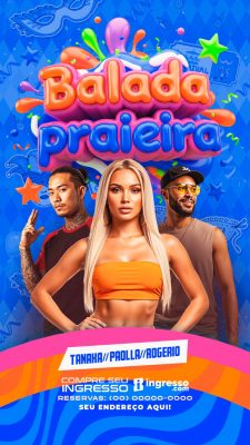 Balada Praieira Tanaka Paolla Rogério Festival de Verão PSD Editável