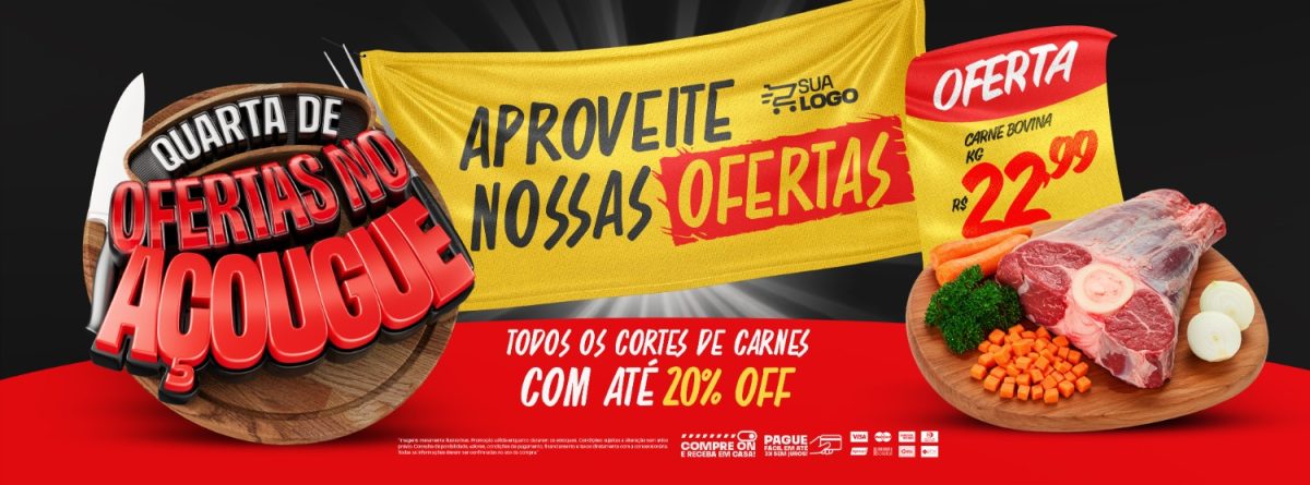 Quarta de Ofertas no Açougue Carne Bovina Até 20% OFF PSD Editável