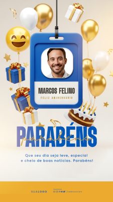 Story Feliz Aniversário Parabéns Colaborador PSD editável