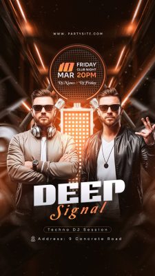 Story Festa Deep Signal Techno DJ Session 10 Março PSD Editável