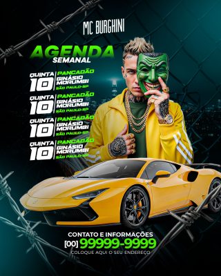 Flyer Feed MC Burghini Agenda Semanal Pancadão Ginásio Morumbi PSD Editável