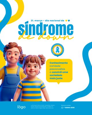 Sindrome de Down 21 de Março Conscientização Infantil PSD Editável