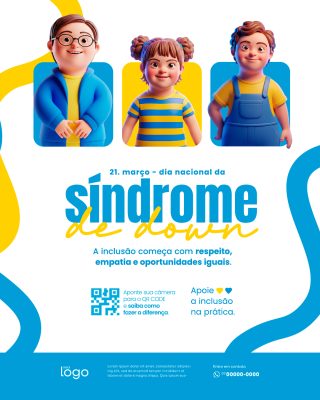 Síndrome de Down Conscientização e Inclusão Social 21 de Março PSD Editável