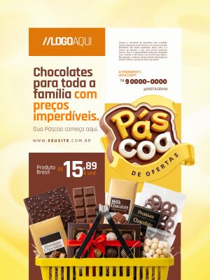 Páscoa de Ofertas Chocolates Para Toda Família PSD Editável