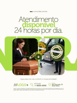 Funerário Atendimento Disponível 24 Horas por Dia PSD Editável