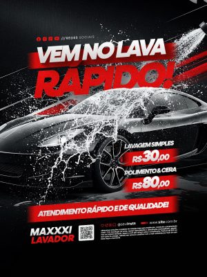 Vem no Lava Rápido Atendimento Rápido PSD Editável