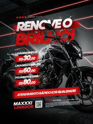 Lavador Remova o Brilho Da Sua Moto Lava Rápido PSD Editável