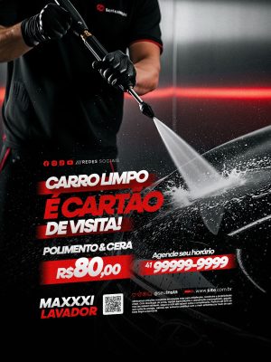 Lava Rápido Limpo é Cartão de Visita Polimento e Cera PSD Editável
