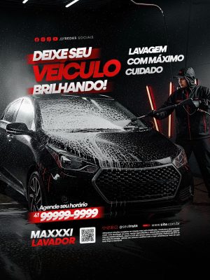 Lava Rápido Deixe Seu Veículo Brilhando com Máximo Cuidado  PSD Editável