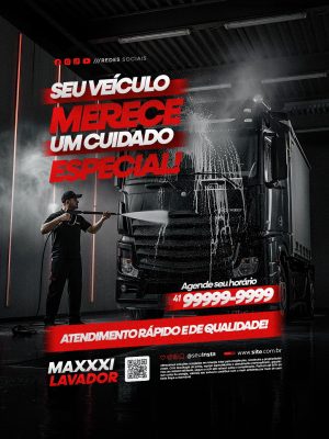 Lava Rápido Lavagem de Carro Caminhão Atendimento Rápido e Qualidade PSD Editável