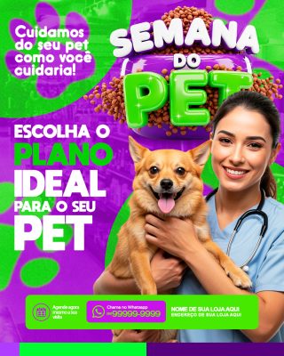 Semana do Pet Cuidamos do Seu Pet Arte Promocional PSD Editável