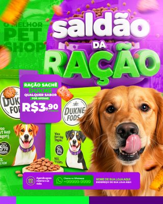 Melhor Pet Shop Saldão da Ração Oferta R$3,90 PSD Editável