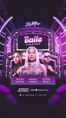 Flyer Baile Vibezinha Social Media Story PSD Editável