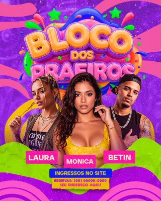 Bloco dos Praieiros Arte de Evento de Verão Festivo PSD Editável