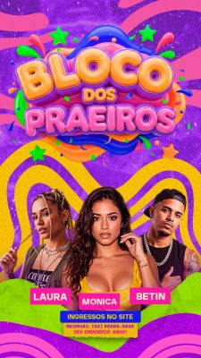 Bloco dos Praeiros Carnaval Folder de Divulgação PSD Editável