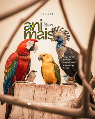 Animais 14 MAR Dia Nacional Respeitar a Vida Todas as Formas PSD Editável