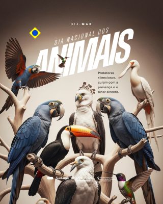 Dia Nacional dos Animais 14 de Março Poster Proteção PSD Editável