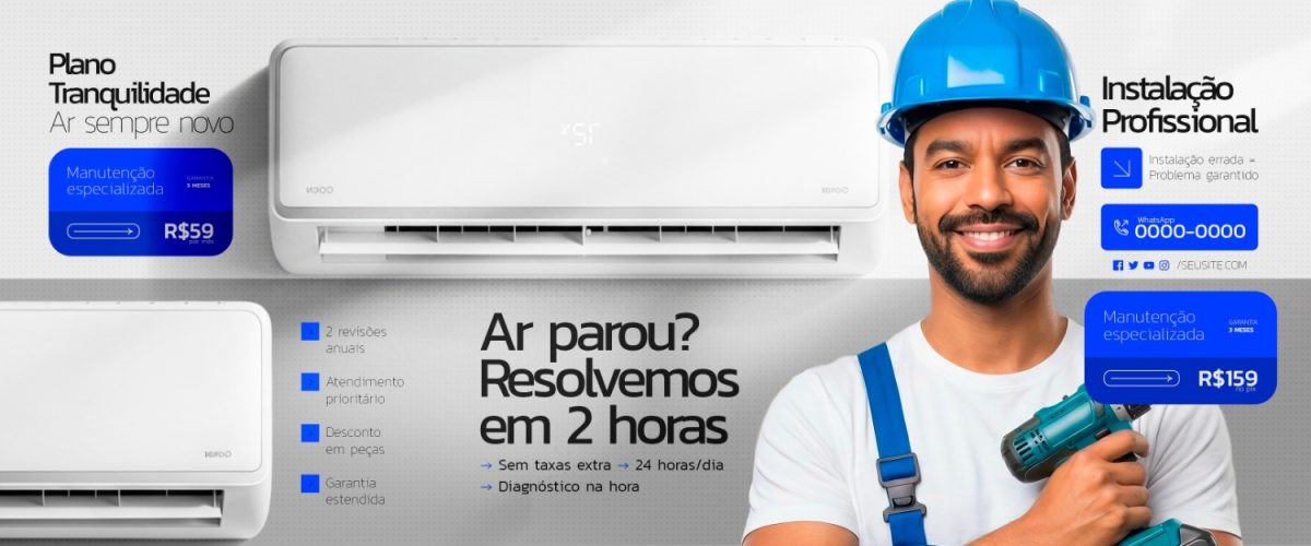 Carrossel Serviços Ar Condicionado Plano Tranquilidade e Instalação Profissional PSD Editável
