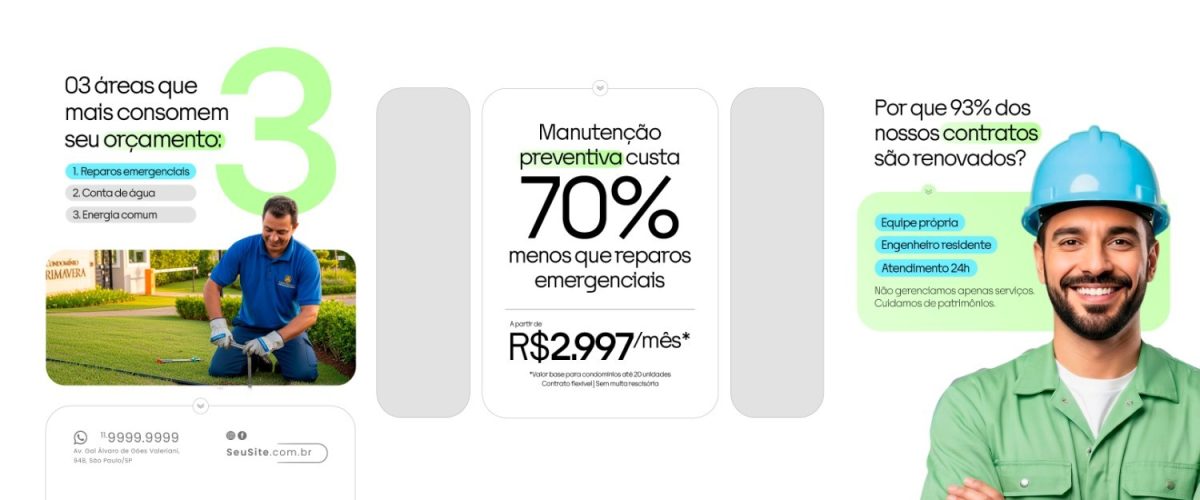 Carrossel Manutenção Preventiva Condominial Eficiência e Economia PSD Editável