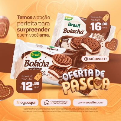 Oferta de Páscoa Bolacha Brasil Até 50% Off PSD Editável