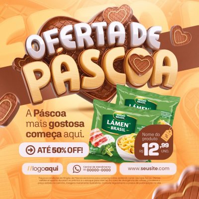 Oferta de Páscoa Até 50% OFF PSD Editável