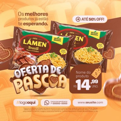 Oferta de Páscoa Lámen Brasil Os Melhores Produtos PSD Editável