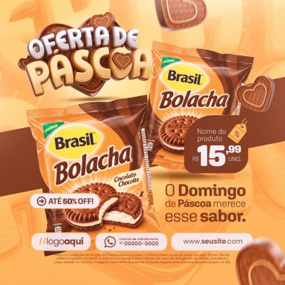Oferta de Páscoa Bolacha Brasil Até 50% OFF PSD Editável