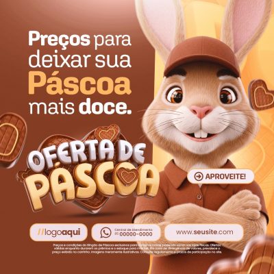 Oferta de Páscoa Preços Para Deixar Sua Páscoa Mais Doce PSD Editável
