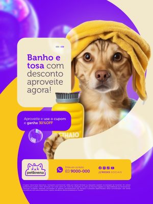 Petshop Banho e Tosa com Desconto 30% OFF PSD Editável