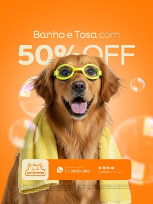 Petshop Banho e Tosa com 50% OFF PSD Editável