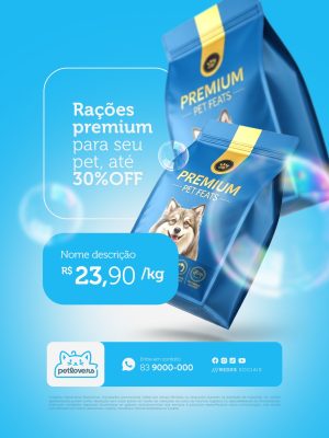 Petshop Rações Premium para Seu Pet 30% OFF Promoção PSD Editável