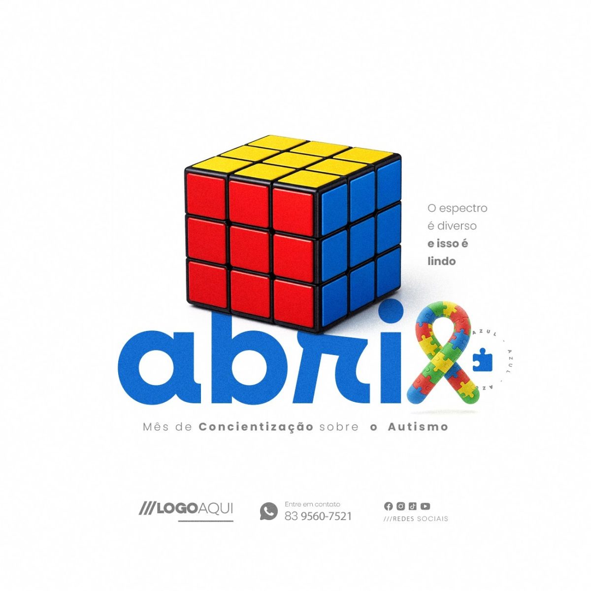 Abril Mês de Conscientização Sobre o Autismo PSD Editável