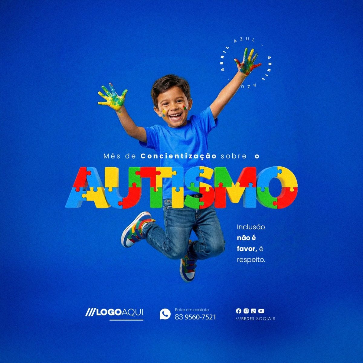Autismo Abril Azul Inclusão É Respeito PSD Editável