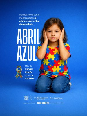 Campanha Abril Azul Mês da Conscientização Sobre o Autismo PSD Editável