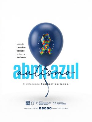 Abril Azul Mês de Conscientização sobre o Autismo PSD Editável