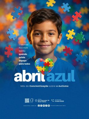 Abril Azul Mês de Conscientização sobre o Autismo PSD Editável
