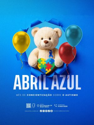 Abril Azul Mês de Conscientização Sobre o Autismo PSD Editável