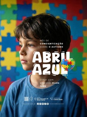 Abril Azul Mês de Conscientização sobre o Autismo PSD Editável